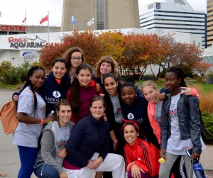 Girls in front of CN Tower