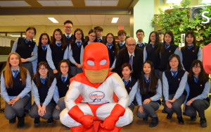 Students with Crime Stoppers Mascot