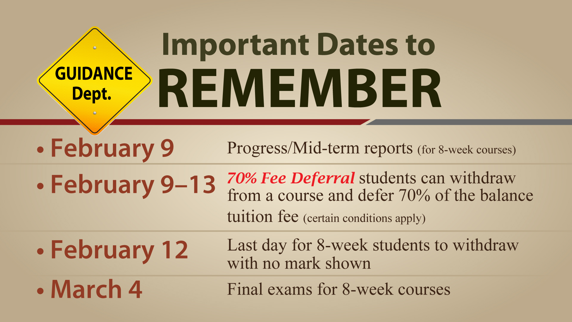 Important dates Columbia International College